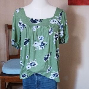 Lucky Brand Green Floral Blouse